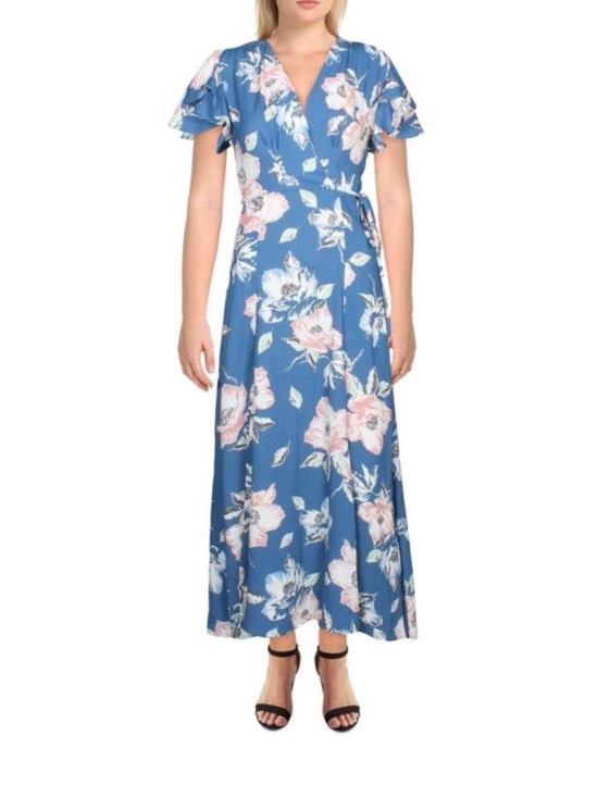 French Connection Dresses & Skirts - French Connection Blue Floral Wrap Maxi Dress
